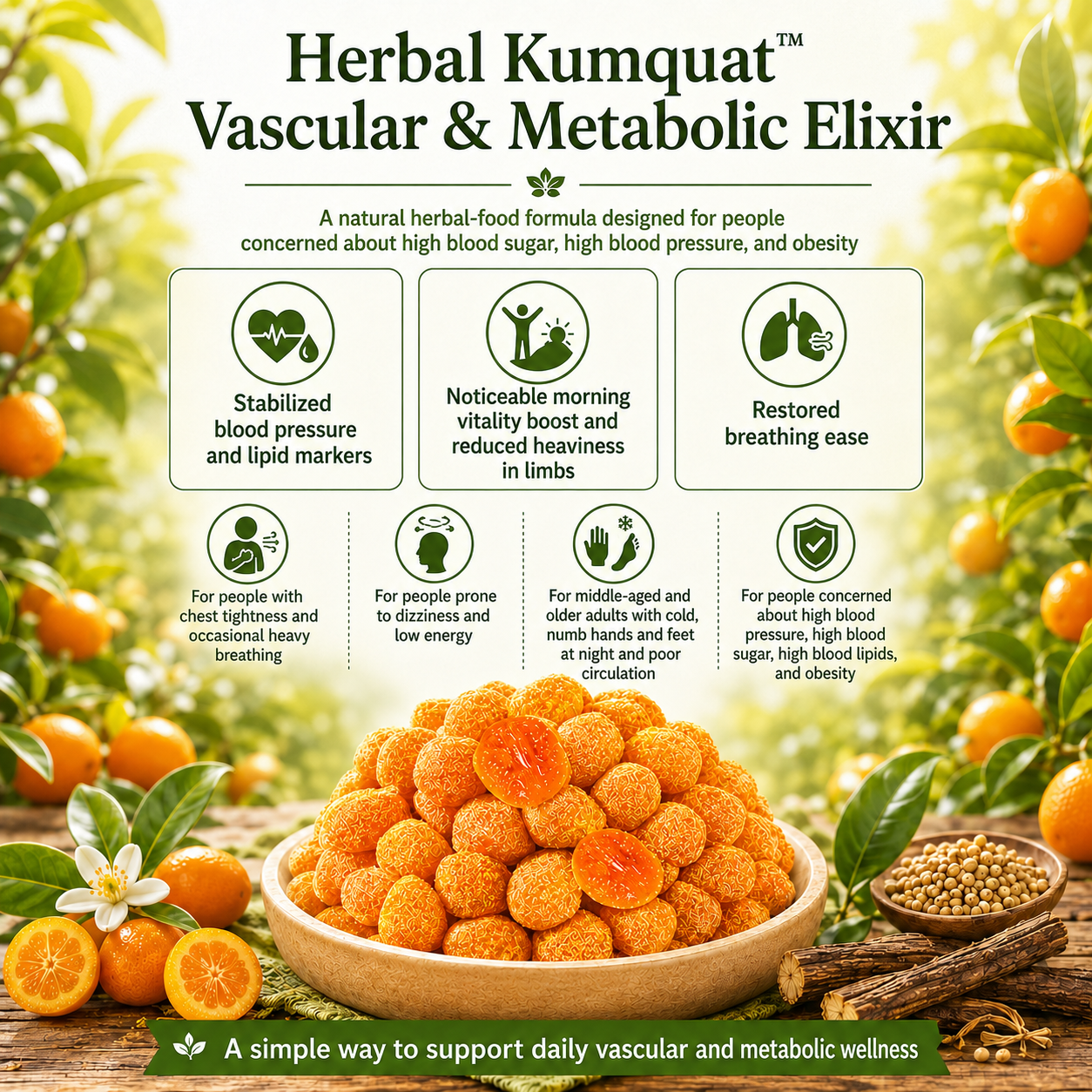 🍊Herbal Kumquat：👨‍⚕️Cleanse Vascular Trash •🧬 Support Healthy Blood Pressure & Blood Sugar • 🌿100% Pure Botanical Formula with Zero Artificial Additives- BP